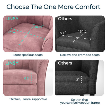 LINSY HOME LH159SF5 Swivel Accent Chair with Ottoman Velvet Barrel Chair for Living Room
