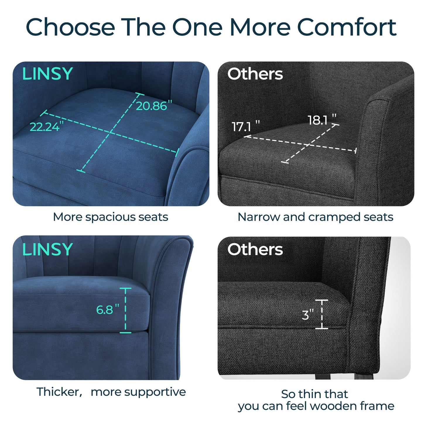 LINSY HOME LH159SF5 Swivel Accent Chair with Ottoman Velvet Barrel Chair for Living Room