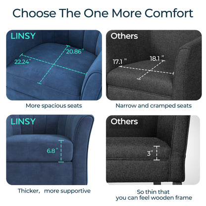 LINSY HOME LH159SF5 Swivel Accent Chair with Ottoman Velvet Barrel Chair for Living Room