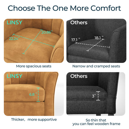 LINSY HOME LH159SF5 Swivel Accent Chair with Ottoman Velvet Barrel Chair for Living Room