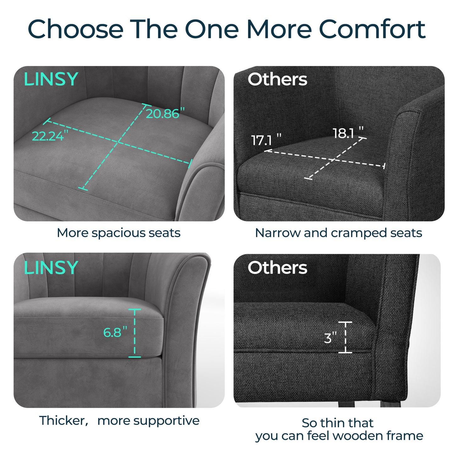 LINSY HOME LH159SF5 Swivel Accent Chair with Ottoman Velvet Barrel Chair for Living Room