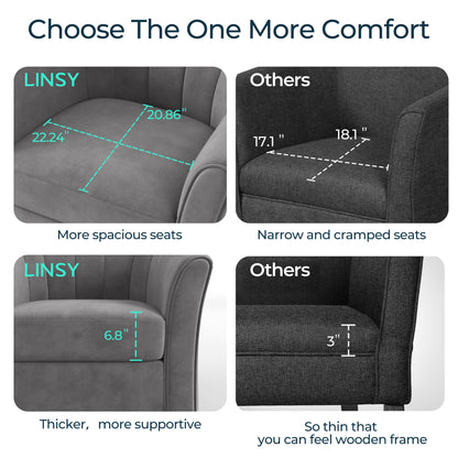 LINSY HOME LH159SF5 Swivel Accent Chair with Ottoman Velvet Barrel Chair for Living Room