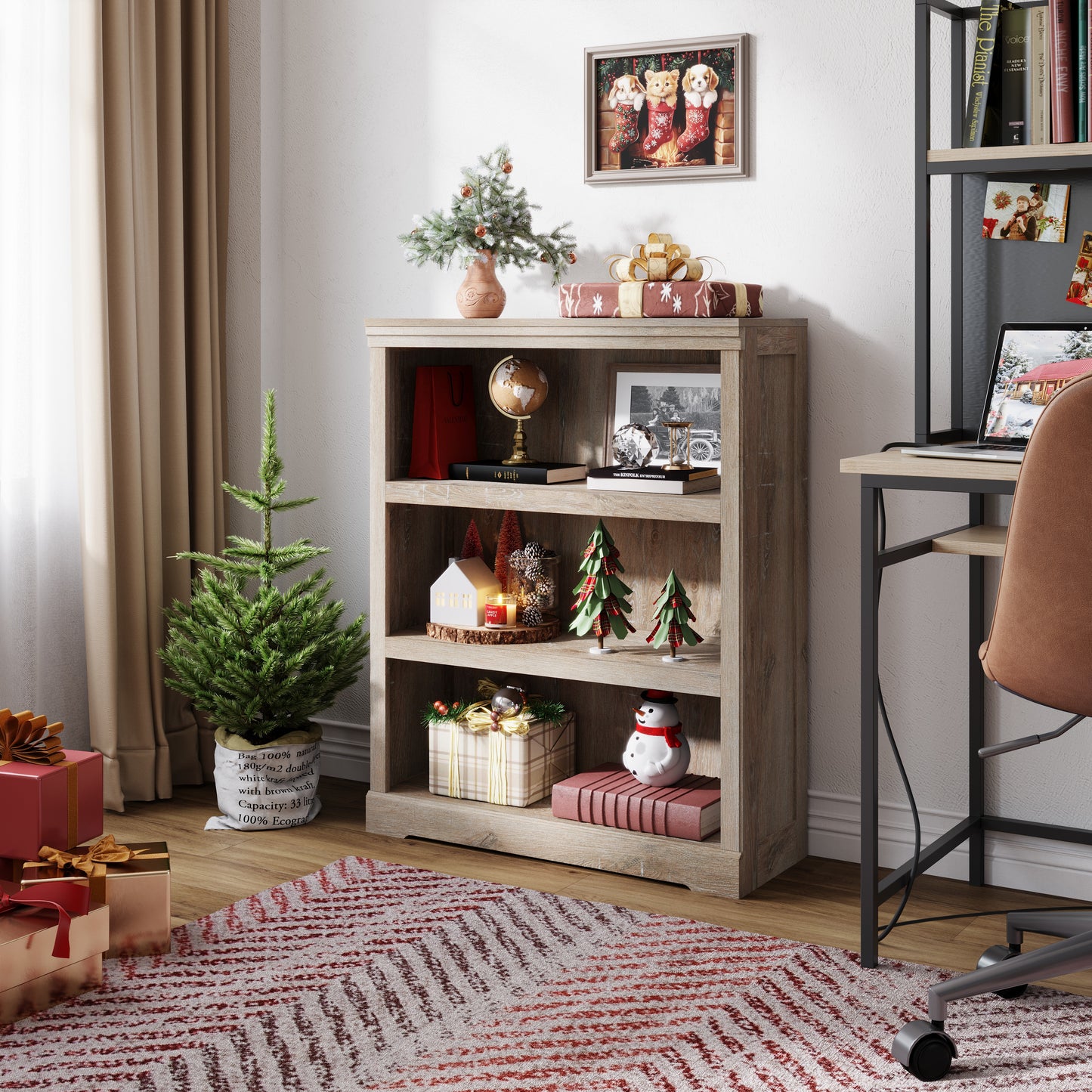 Small Bookcase Shelf Storage Organizer, Modern Book Shelf for Bedroom, Living Room and Home Office