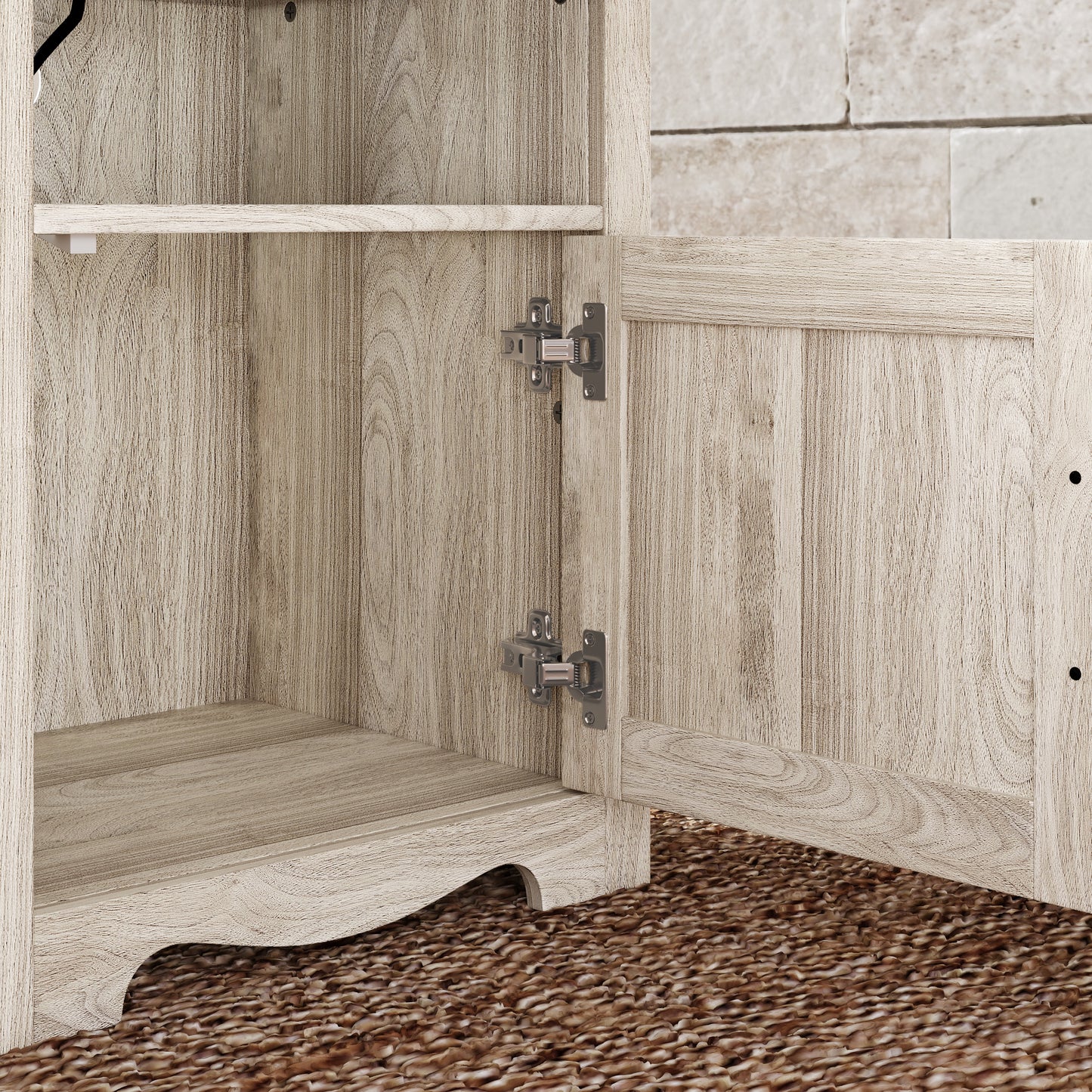 Farmhouse Nightstand, End Table  with Build-in Charging Station for Bedroom, Living room