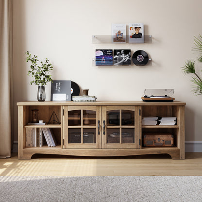 Modern Farmhouse TV Stand for TVs up to 65", Home Entertainment Center with Storage Cabinet