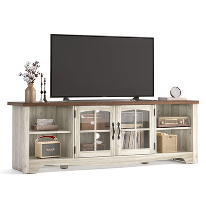 Modern Farmhouse TV Stand for TVs up to 65", Home Entertainment Center with Storage Cabinet