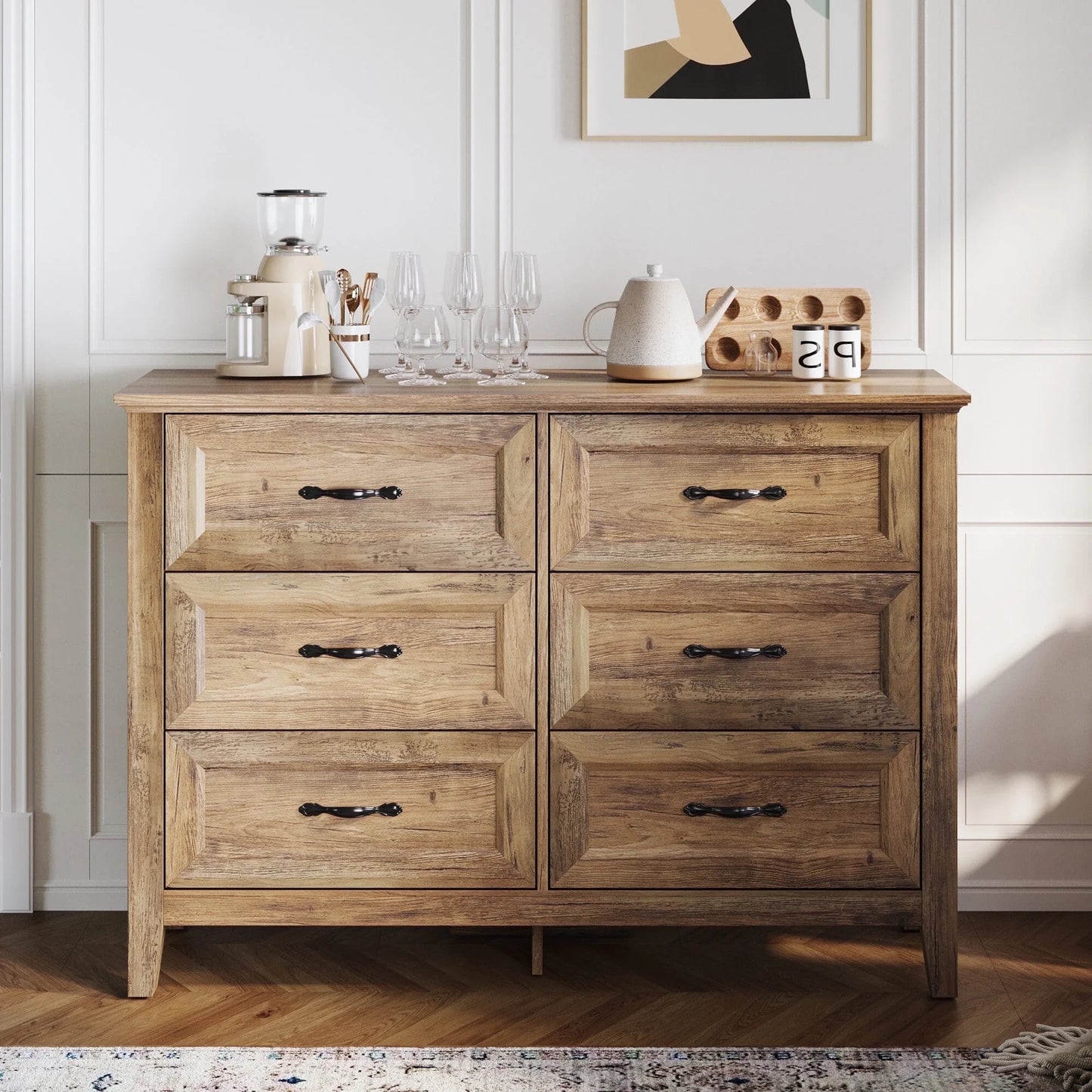 Linsy home Drawers Dresser for Bedroom, Wood Bedroom Dresser Farmhouse Drawer Chest