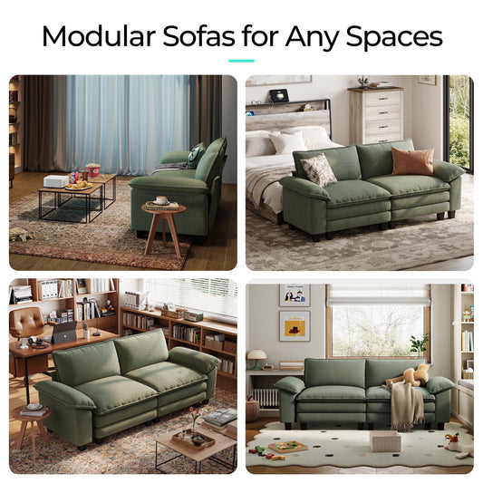 Linsy Home Oversized Corduroy 90in W Loveseat Sofa Couch for Living Room, Bedroom, Apartment and Office, Green