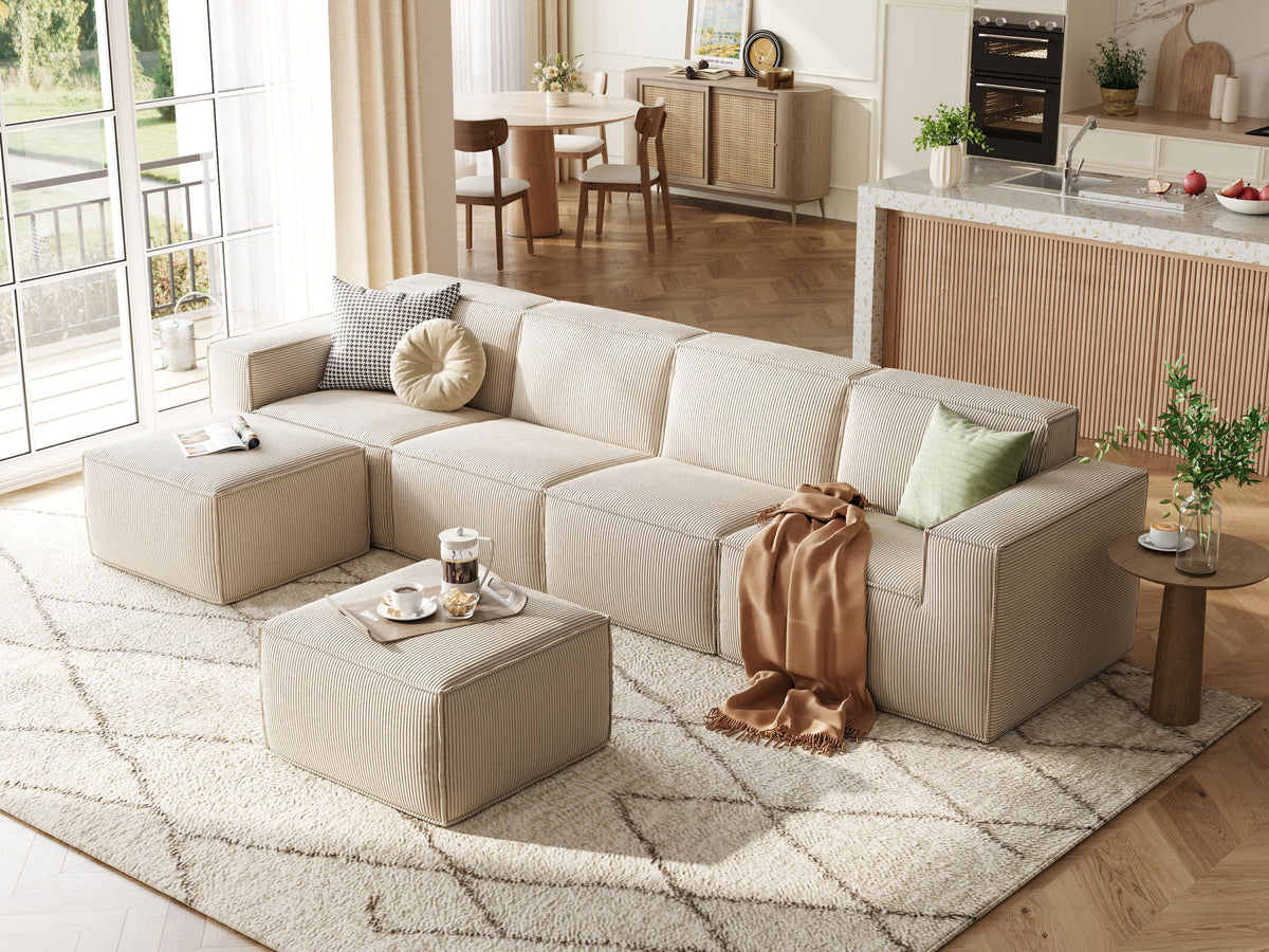 LINSY HOME Oversized Modular Sectional Sofa, Cloud Sofa Couch with Corduroy Fabric, Sponge Sofa for Living Room, No Assembly Required