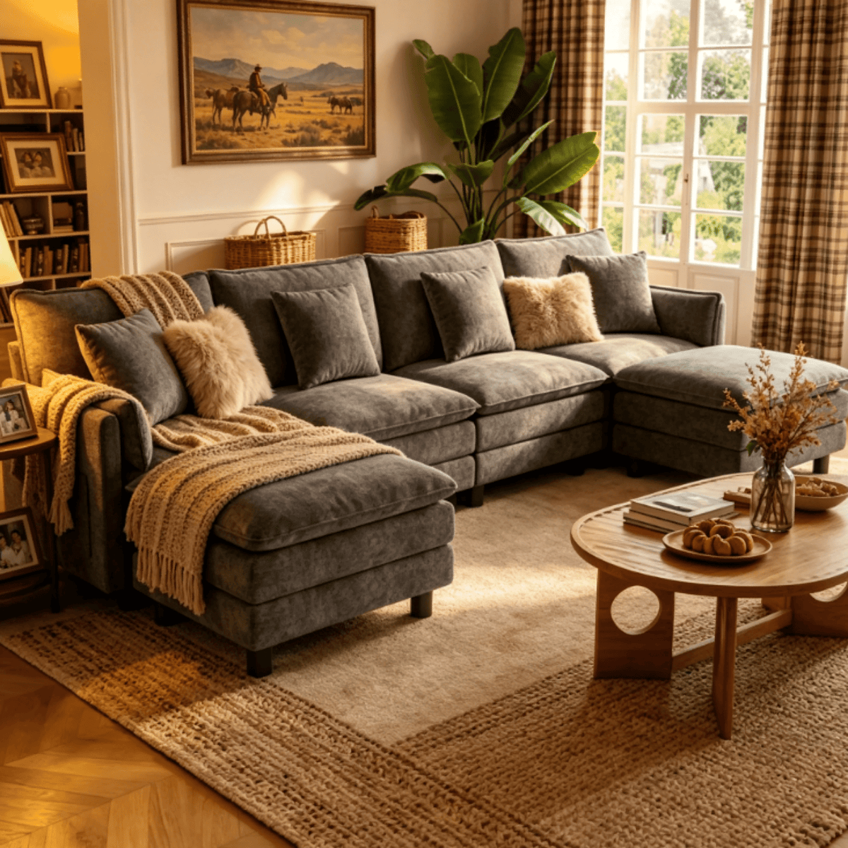 LINSY HOME Modular Sofa with Ottoman for Living Room Sofa, Sectional Sofa Couch for Big House