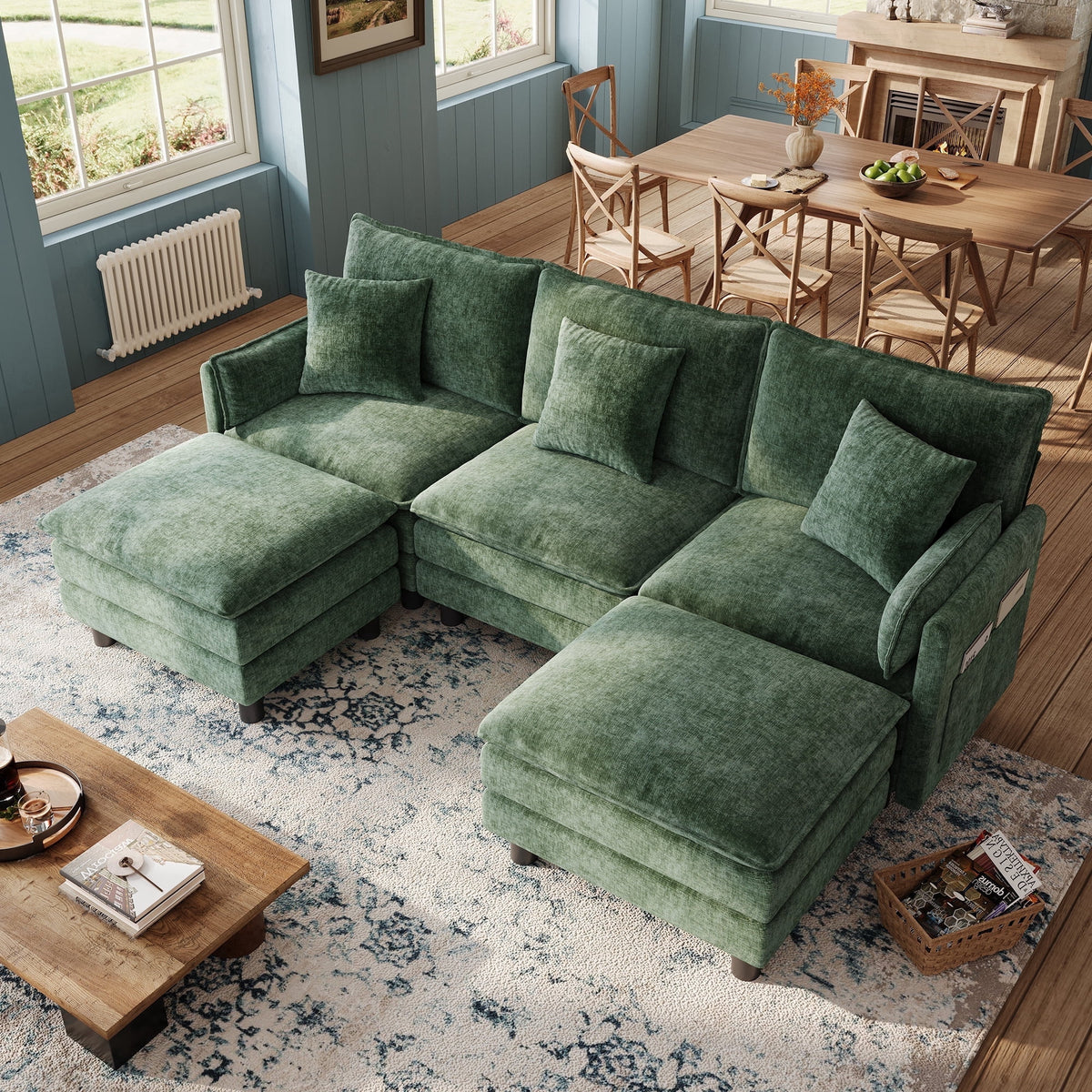 LINSY HOME Modular Sofa with Ottoman for Living Room Sofa, Sectional Sofa Couch for Big House