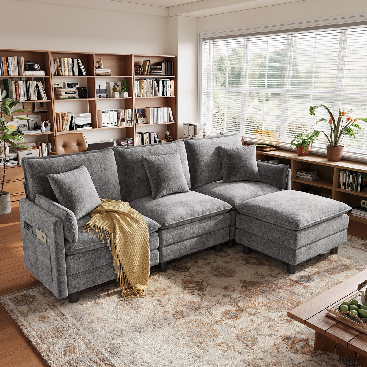 LINSY HOME Modular Sofa with Ottoman for Living Room Sofa, Sectional Sofa Couch for Big House