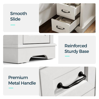 End Table with Charging Station, Storage Cabinet, and Adjustable Shelf, Modern Nightstand for Bedroom or Living Room
